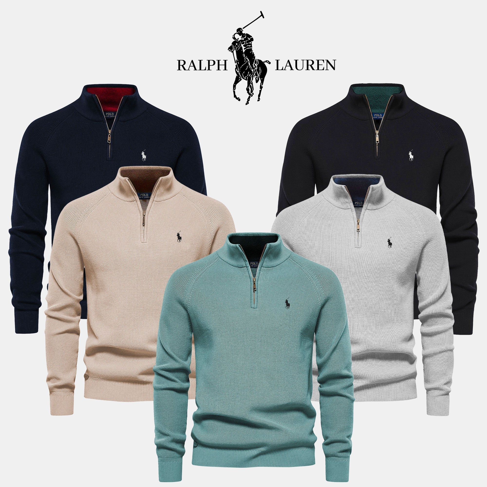Maglione con Collo con Zip R&L (SALDI DI FINE SERIE)